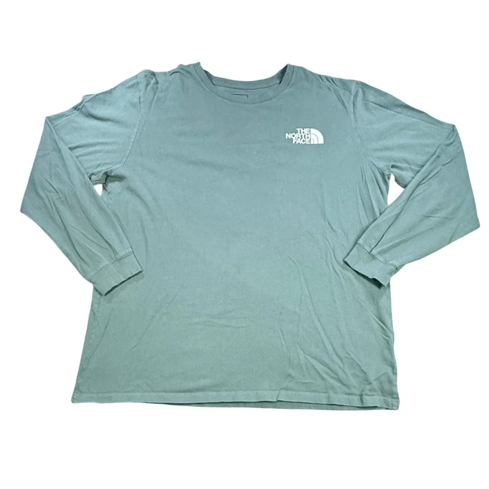 The North Face Mens Long Sleeve Graphic Logo Tee XL Green Cotton Outdoor